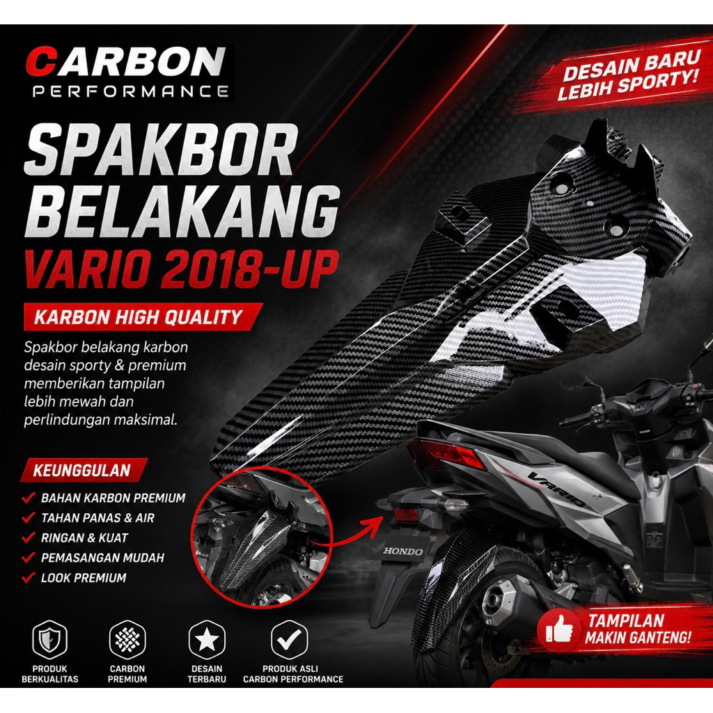 REAR FALCON VARIO CARBON VARIO 125 150 160 บังโคลนหลัง Vario 125 150 160 CC 2018-2021