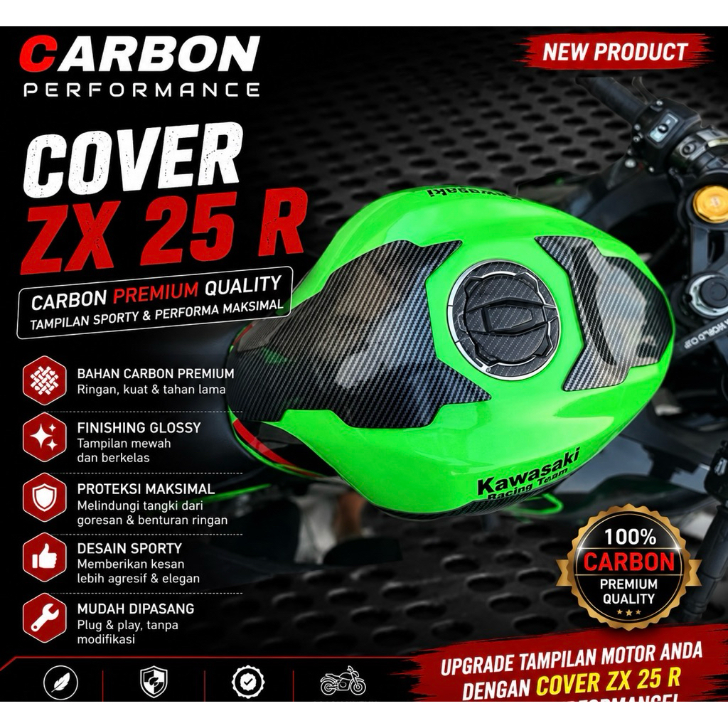 ZX 25 R CARBON M TANK PROTECTOR COVER - 1 zx25r ฝาครอบถังกันแตก ZX 25 R ฝาครอบถังคาร์บอน