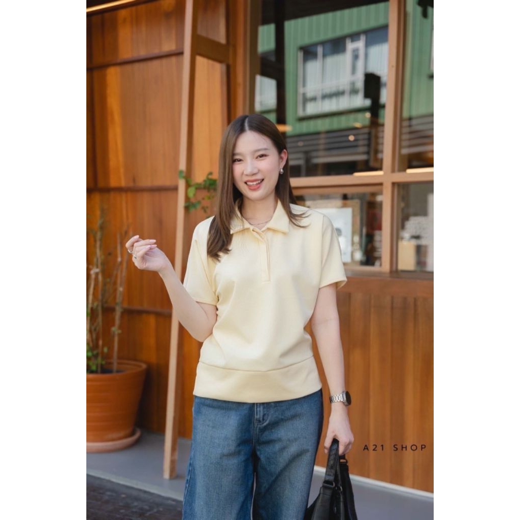 [LC] A21SHOP 1118 CASUAL BUTTON COLLAR T-SHIRT