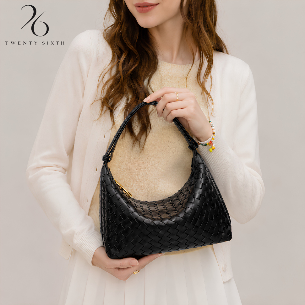 JOYCE BAG กระเป๋าสะพายผู้หญิง Top Handle กระเป๋าสะพายหนังทอระดับพรีเมียม Knot Strap Elegant by Twent