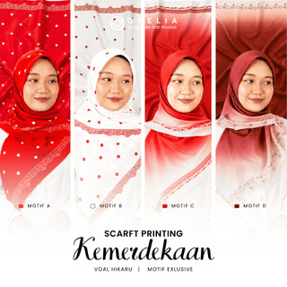 Hijab Voal Motif - Spesial Kemerdekaan | 110x110 Free Box | Kado Spesial Ulang Tahun / Nikahan / Wisuda / Lebaran | OBELIA
