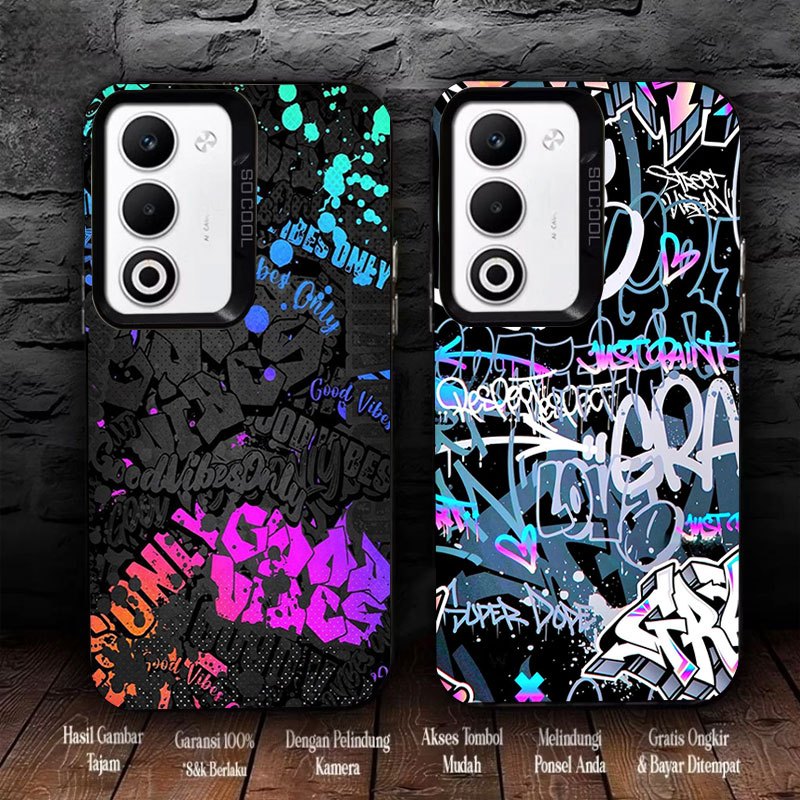 Softcase IMDสีดําMinimalist Graffiti Motifพรีเมี่ยมป้องกันHPสําหรับOppo A16 A17 A3 PRO A37 A18 A3X A