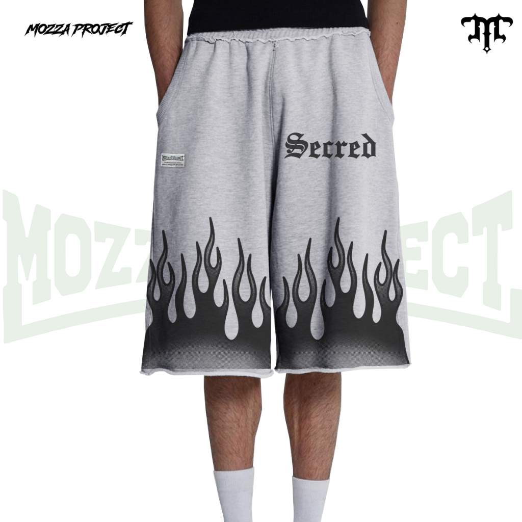 Mozzaproject Sweatshort Pants Style Jorts Burn Secred Fleece Pants