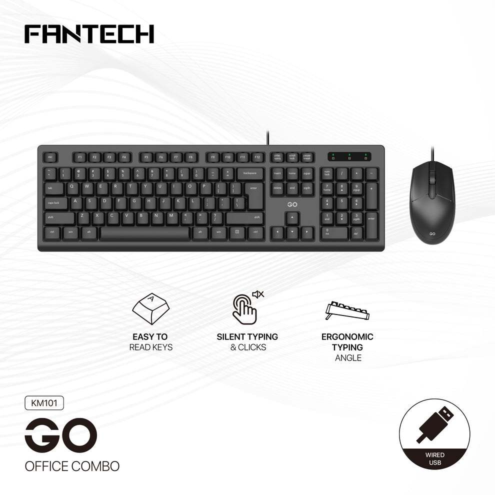 Fantech GO KM101 Combo Office คีย์บอร์ดแบบมีสาย + เมาส์