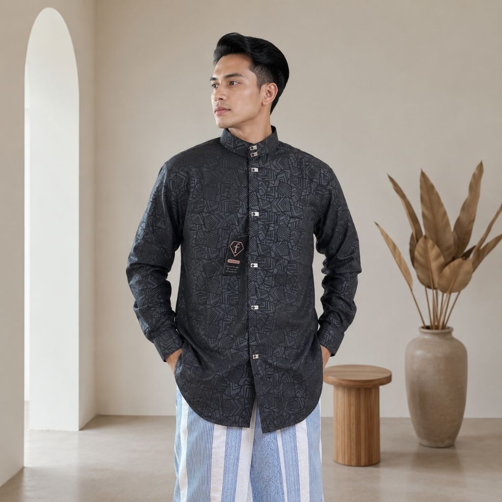 KEMEJA Kemko sultan นูนพรีเมี่ยมชาติพันธุ์ Motif แขนยาว Koko เสื้อเชิ้ตผู้ชายผู้ใหญ่ล่าสุด