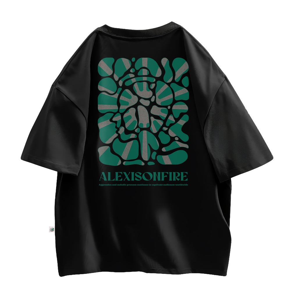 เสื้อยืดโอเวอร์ไซส์ผู้ใหญ่สีดํา | เสื้อยืด Alexis Onfire | ผ้าฝ้ายหวี 20 วินาที
