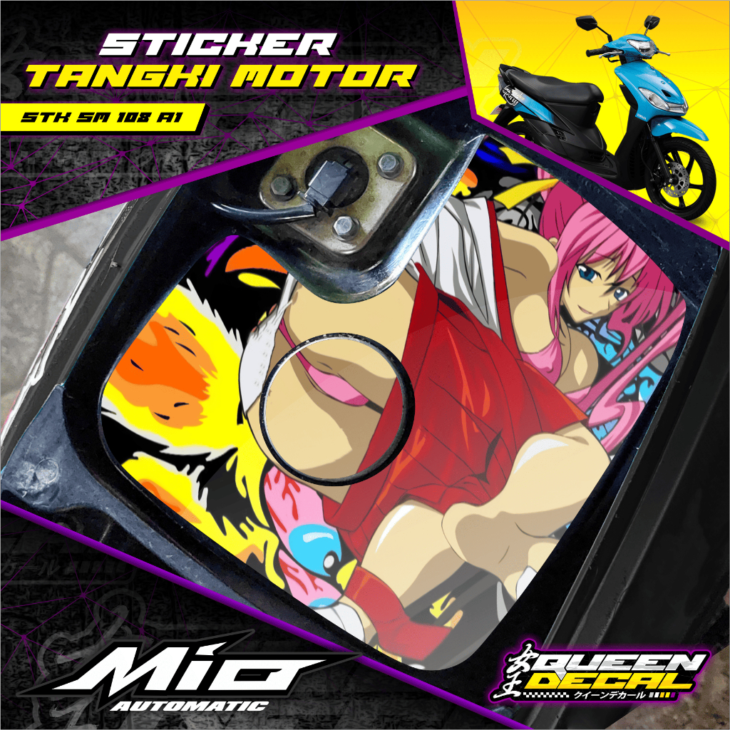 Mio Sporty Motorcycle Fuel Tank Sticker with Sexy Womens Animation Character Design - Long-Lasting M