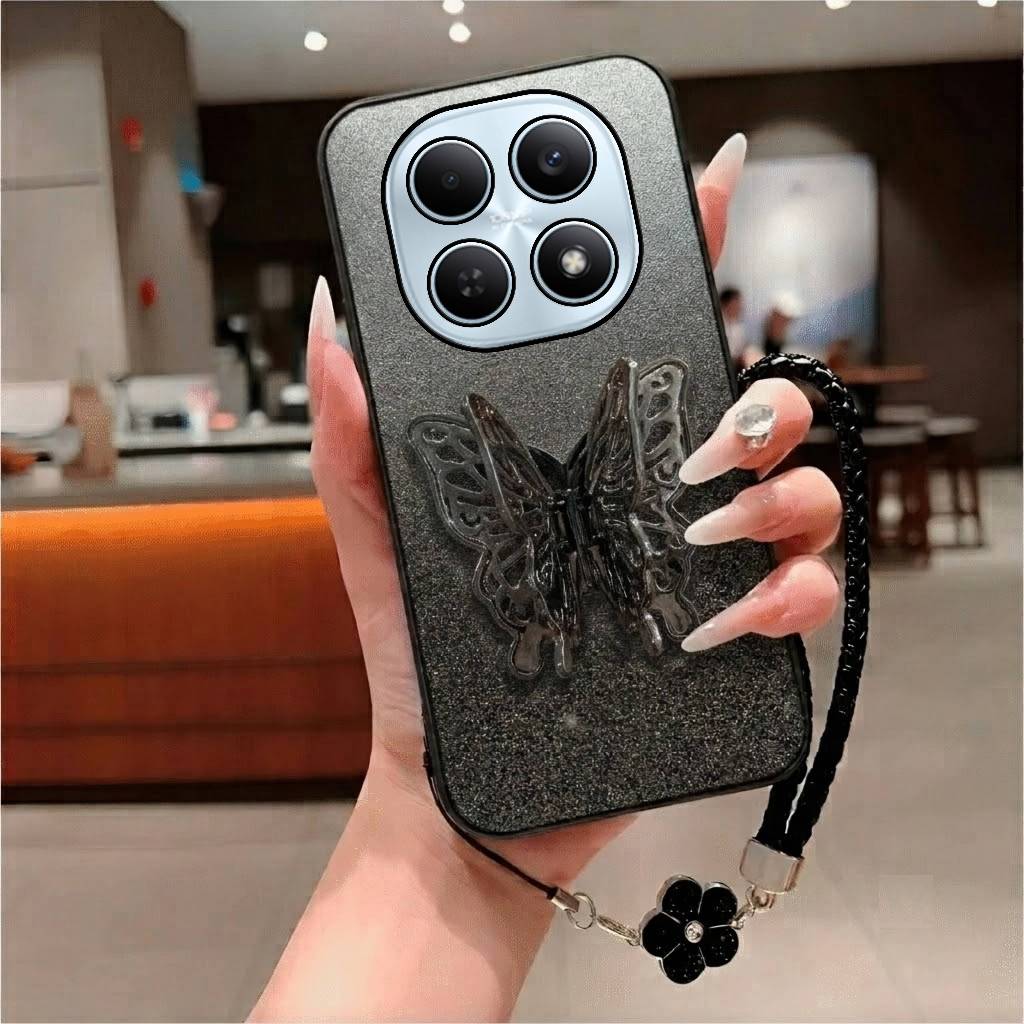 Softcase Poco X7 5G X7 Pro 5G กรณี Glitter ซิลิโคนพรีเมี่ยมผีเสื้อฟรีสาย Flowrs สุขภาพ