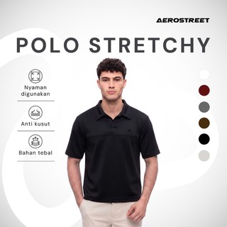 Aerostreet Max Kaos Polo Scuba Pria Black Shirt Kerah Cowok Men Casual Tidak Mudah Kusut Clean Look