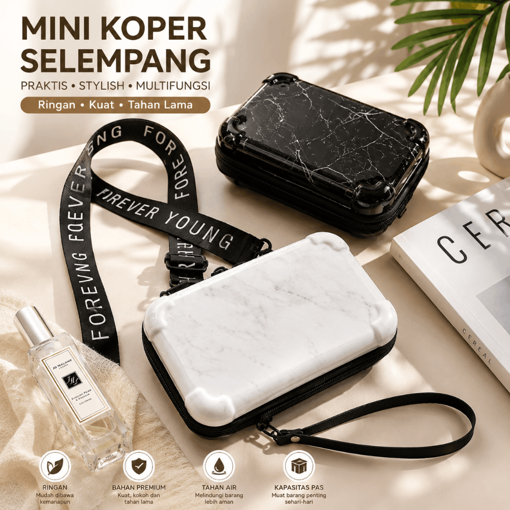Marble Mini Suitcase Sling Bag – Elegant Motif – รหัส 50101/9130/5006A/5006-1