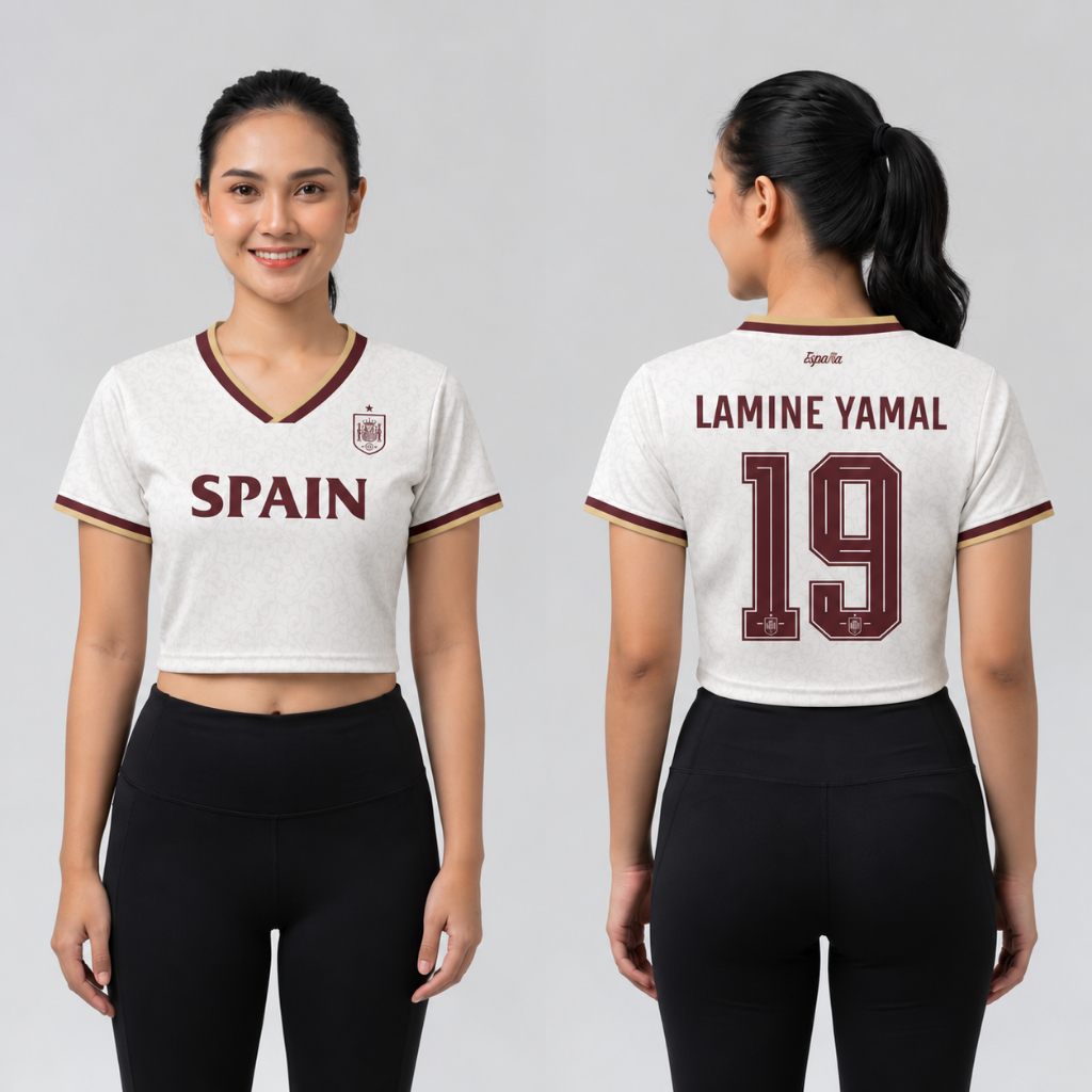 JERSEY CROP TOP V-NECK LAMINE YAMAL 19 SPAIN