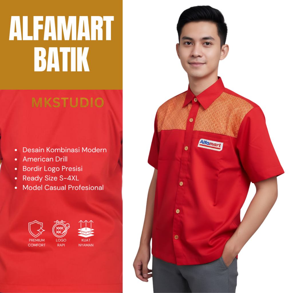 Alfamart Batik Uniform Alfamart เสื้อผ้าพนักงาน Batik Motif ชุดแคชเชียร์