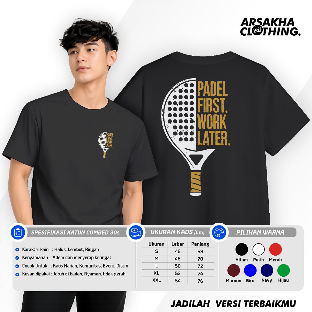 Padel Padel งานแรก Later กีฬา Padel A4 ผ้าฝ้ายหวี 30s NC DTF หน้าจอการพิมพ์ Arsakha เสื้อผ้า