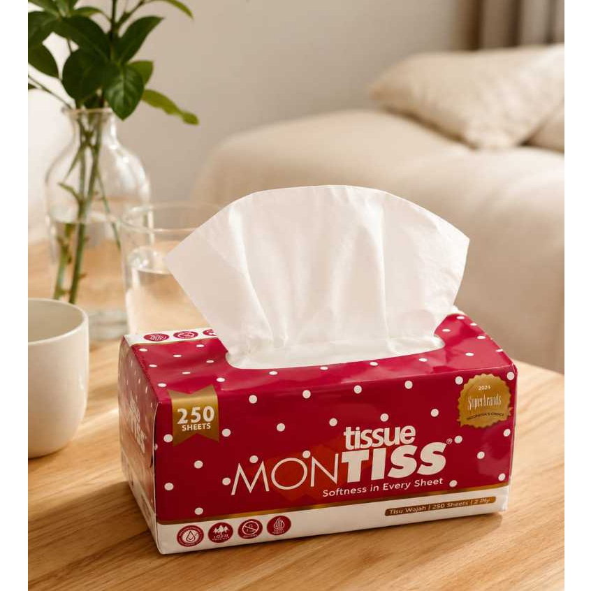 MONTISS FACIAL TISSUE 250 LBR 2PLY