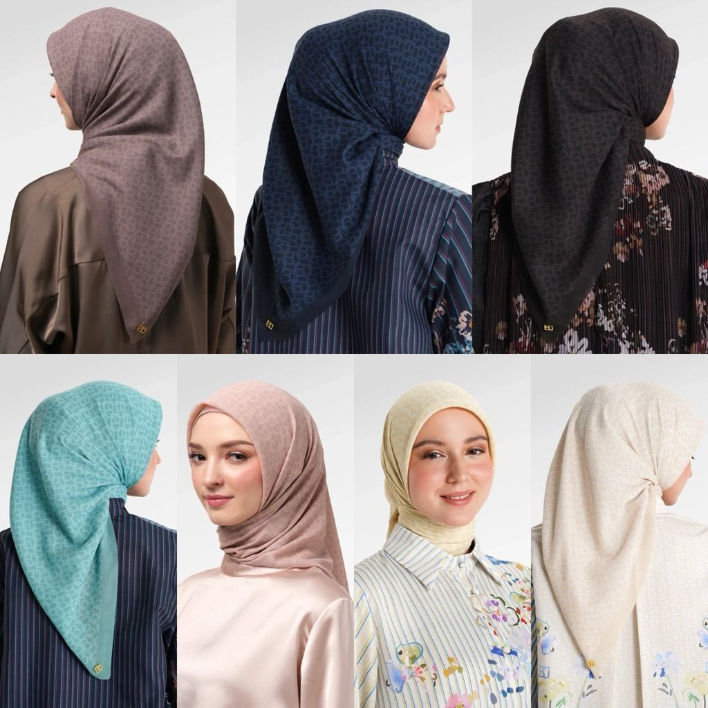 [อ่านคําอธิบาย!!️] SIGNATURE MONOGRAM NEEDLE THREAD SQUARE HIJAB VOILE SCARF NEEDLE THREAD