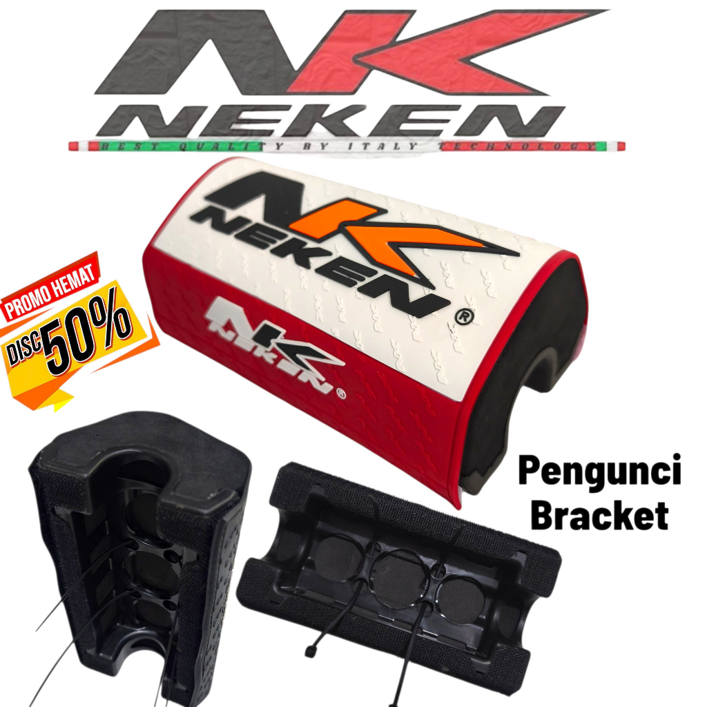 WAREHOUSE นําเข้า NK HANDLEBAR โฟมสีแดงและสีขาวยาง HANDLEBAR FOAM โลโก้ 3D พร้อม COOL DESIGN BRACKET