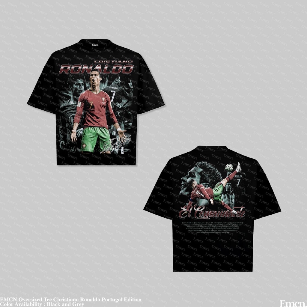 EMCN เสื้อยืดโอเวอร์ไซส์ Cristiano Ronaldo Portugal Edition