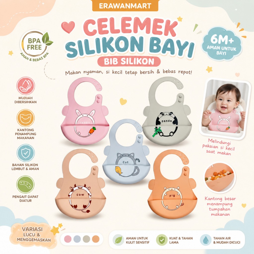 - SILICONE SLABBER CHILDRENS SILICONE APRON BABY EATING APRON CHILDRENS EATING APRON