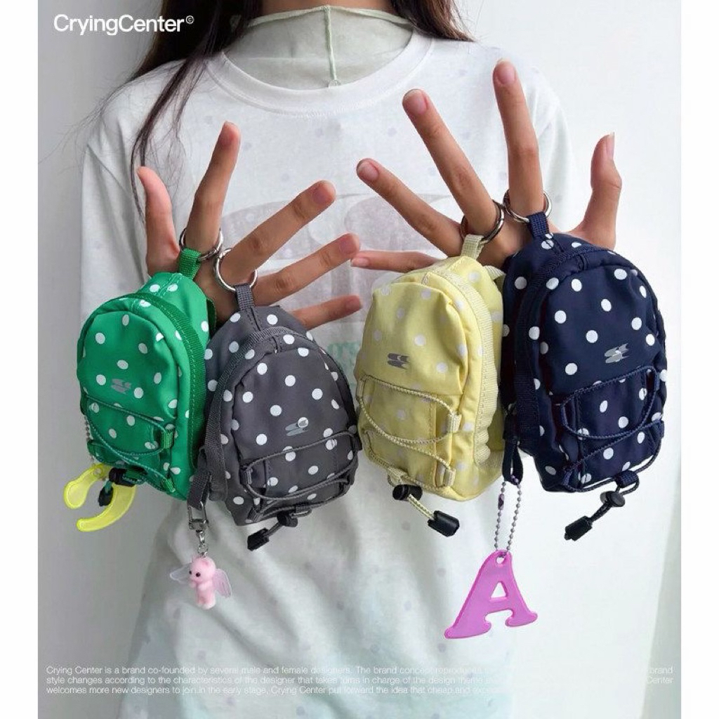 CRYING CENTER POLKADOT MINI BACKPACK SHAPED EARPHONE CASE COIN PURSE