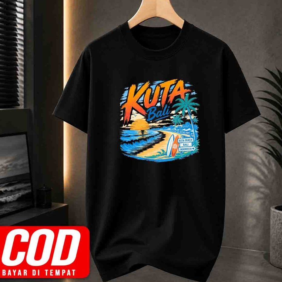 Bali Kuta Beach เสื้อยืดสําหรับผู้ชายและผู้หญิง ลายชายหาด ผ้าฝ้าย Combed 30s