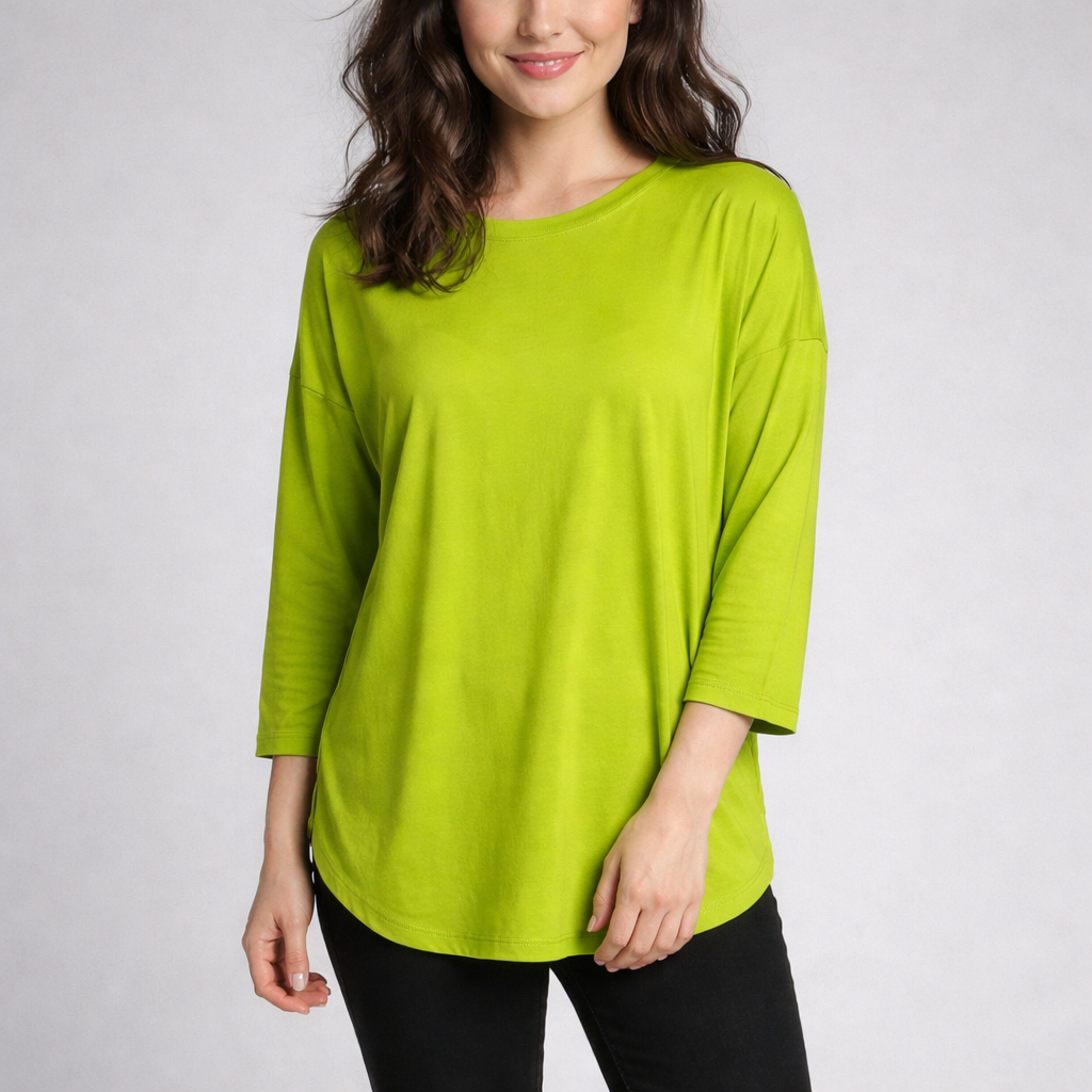 Four Fridays Basic เสื้อยืด Gombrong 7/8 Sleeve Stretch Cool Fit to XXL Womens Top ALP15
