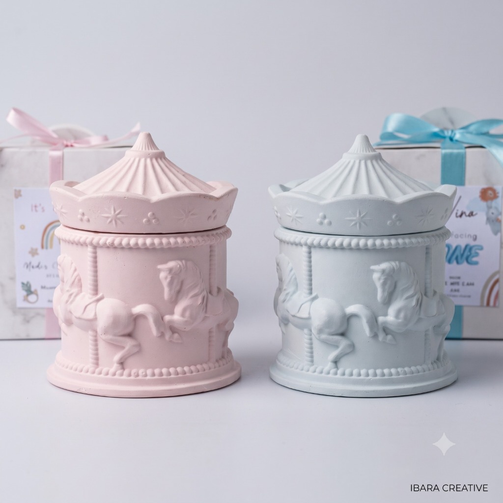 PREMIUM CAROUSEL JEWELRY JAR CONCRETE / AESTHETIC JEWELRY PLACE / WEDDING SOUVENIR / CANDY PLACE