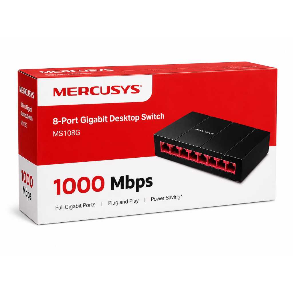 Switch Hub MS108G 8 พอร์ต 1000Mbps MERCUSYS Switch Hub 8 พอร์ต Gigabit