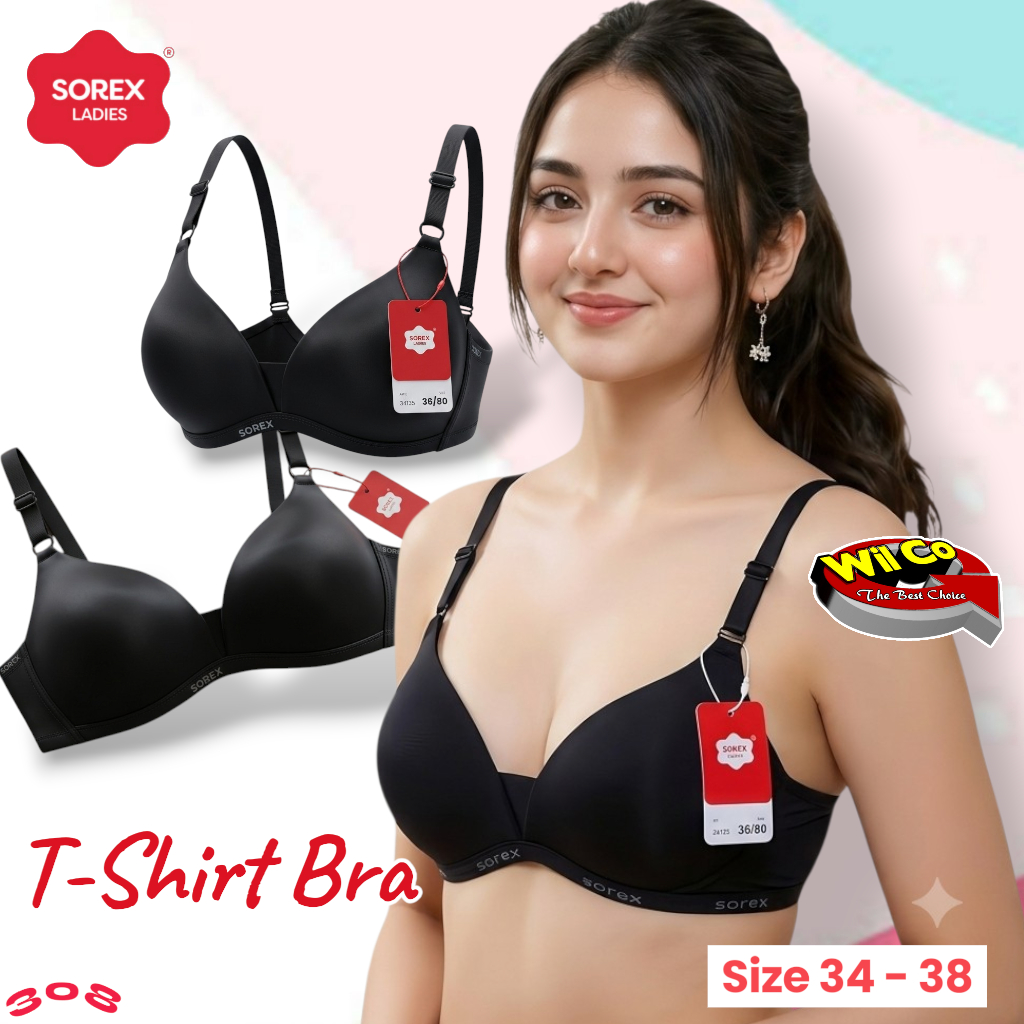 K308 (1-3 ชิ้น) Sorex เสื้อยืด Bra ผู้หญิงโฟมหนาไม่มีถ้วยลวด B สามตะขอขนาด 34 36 38
