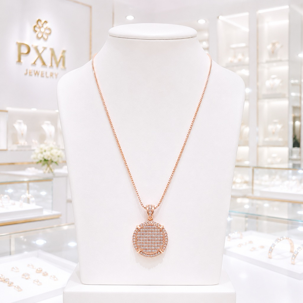สร้อยคอทรงกลมไทเทเนียม Rosegold หรูหรา K28UN - เครื่องประดับหรูหราสําหรับลุคหรูหรา