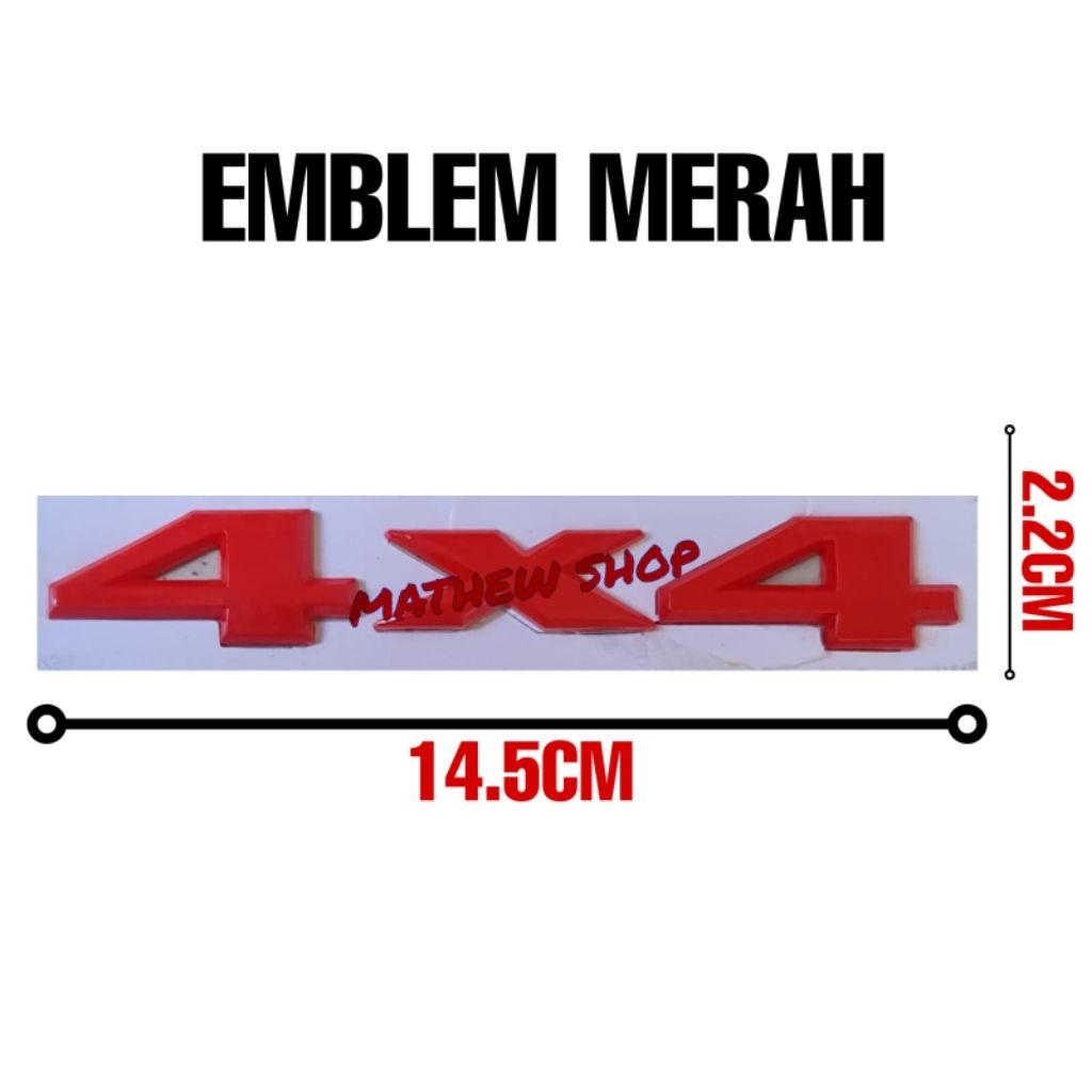 MERAH 4x4 Four by Four Red Universal Car Emblem