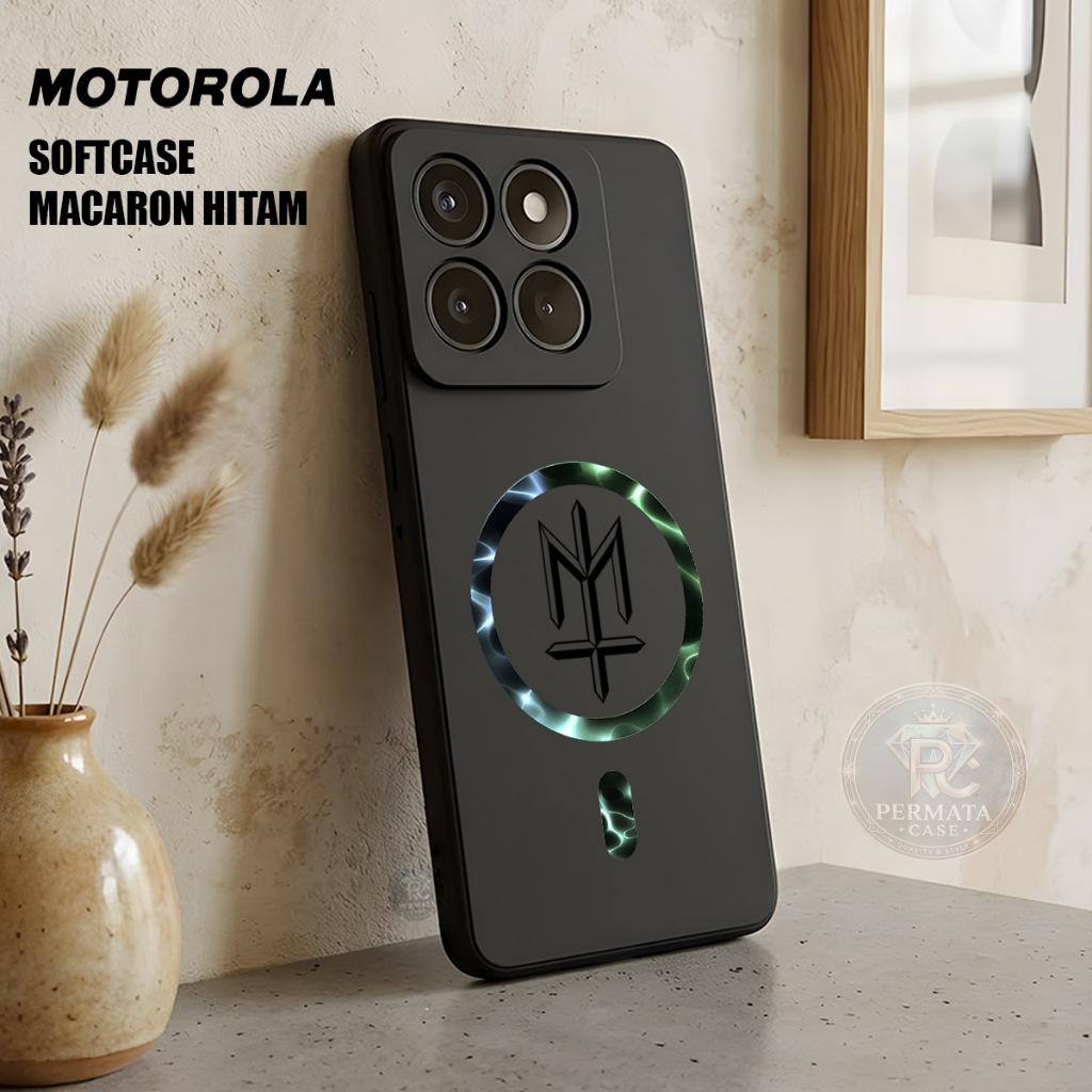 HP PC168 Motorola EDGE 60Pro G86 G67 G06 Power Case - Plain Black Macaron Softcase Phone Case - Phon