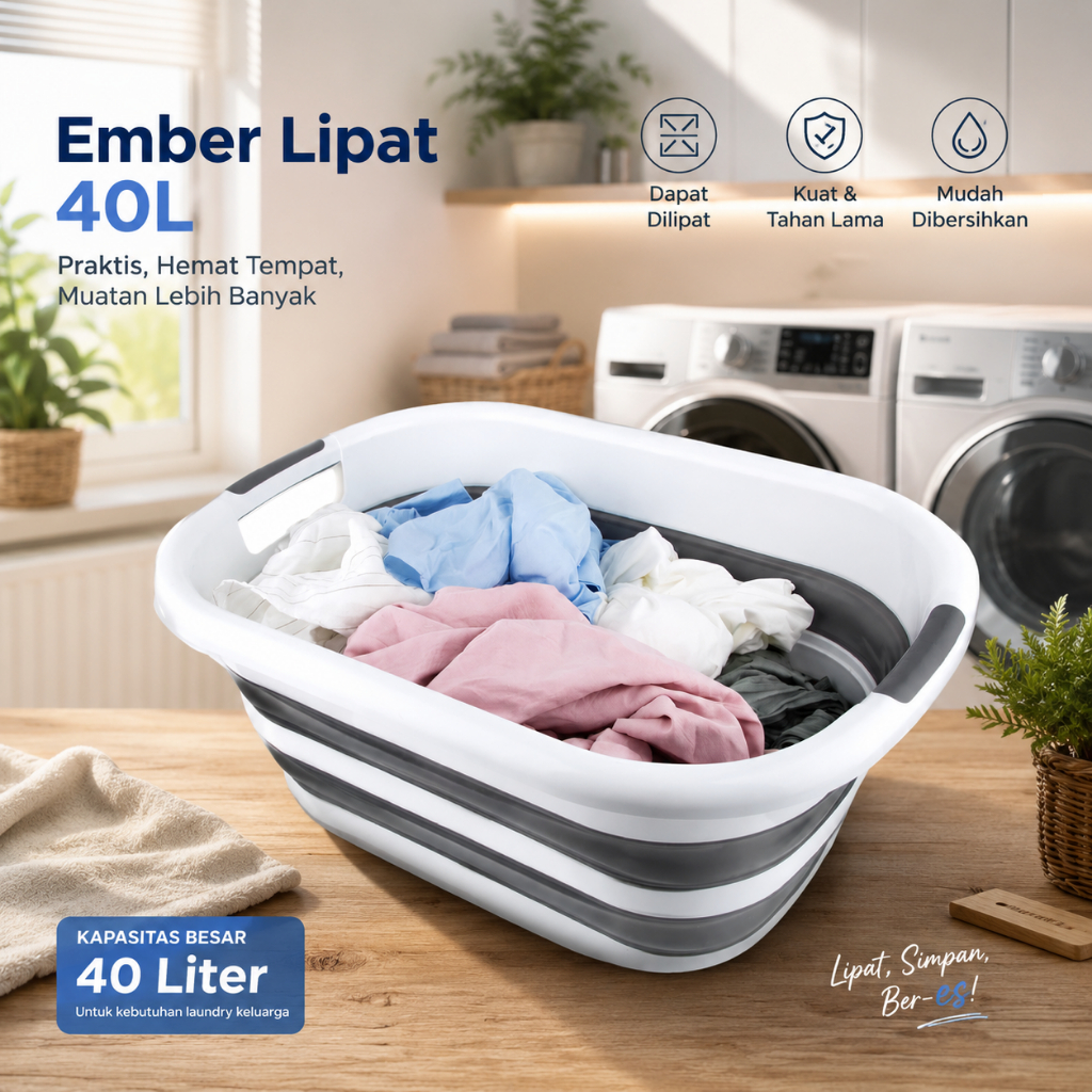 MIHOME อ่างล้างหน้าถังพับได้พับได้ 40L - FB4610 - สีเทา