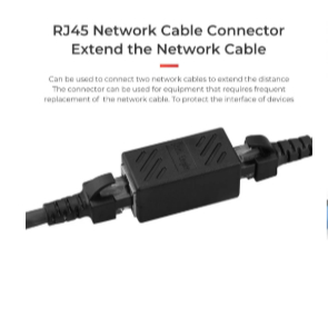 RJ45 Female to Female Cat 15A16A LAN Extension Adaptor Connector - สีดํา