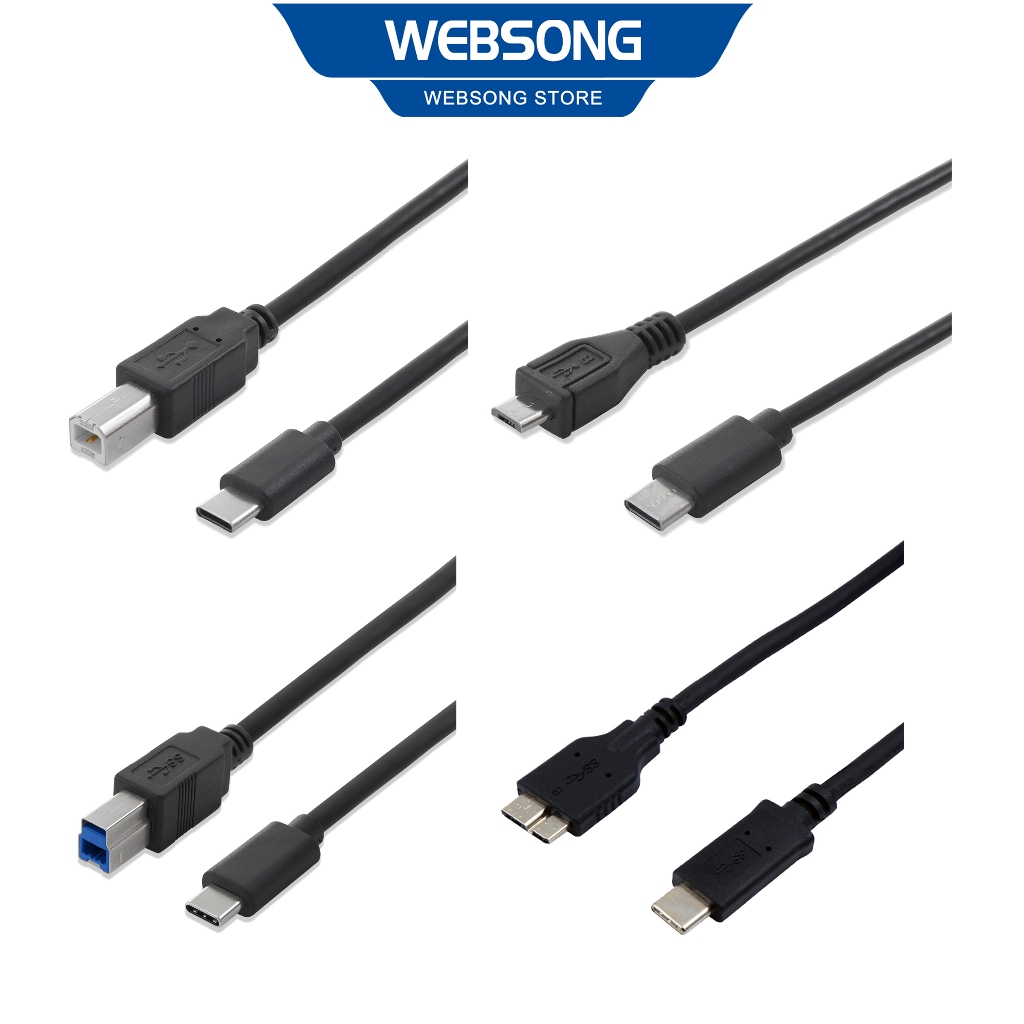 Type C Male to USB B Micro B 2.0 3.0 Male Websong Cable