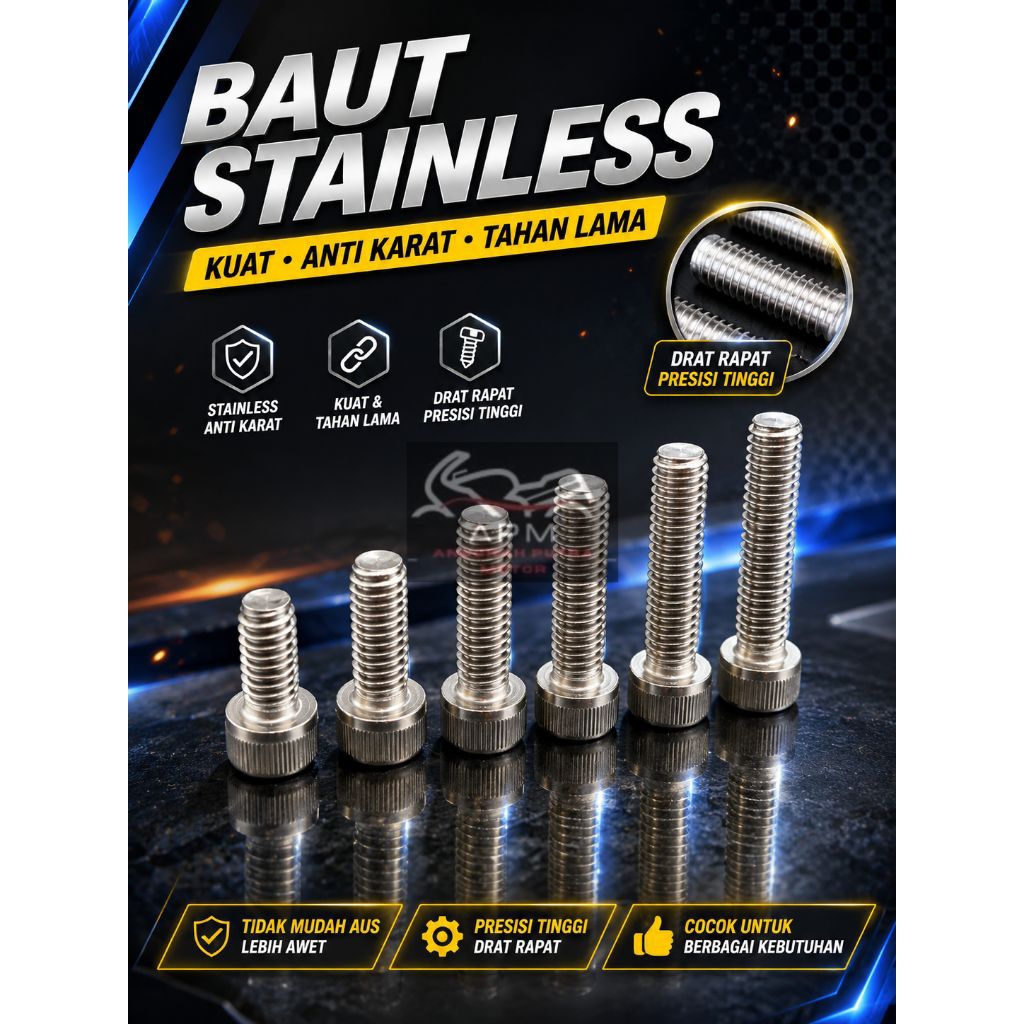 สายฟ้าสแตนเลส L-BOLT M6 สแตนเลส
