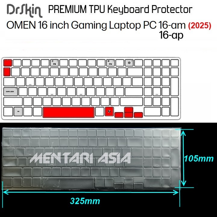 ฟิล์มกันรอยคีย์บอร์ด OMEN 16-am 16-ap (2025) - DrSkin PREMIUM TPU Clear