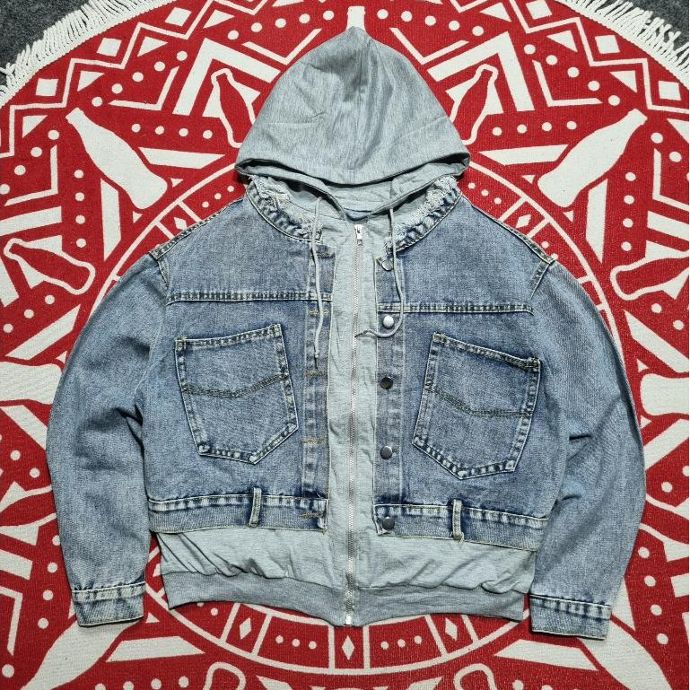 Hoodie Denim boxy Jacket ผู้หญิงไซส์