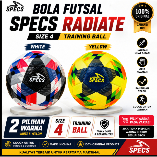 SPECS RADIATE FUTSAL BALL SIZE 4 ORIGINAL TRAINING BALL NEATLY SEWED FUTSAL BALL