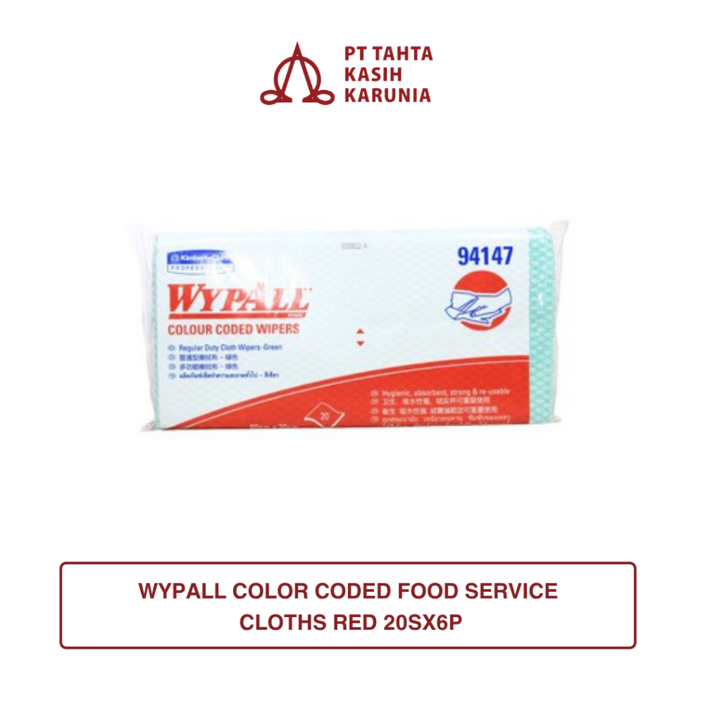 WYPALL Color Coded ผ้าบริการอาหาร ผ้าทําความสะอาดเกรดอาหารสีแดง