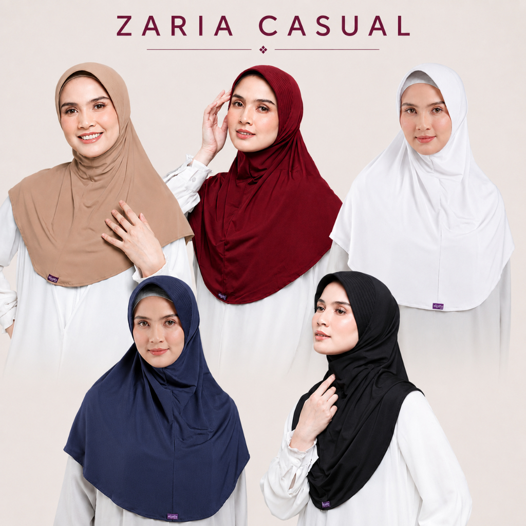 Elzatta Instant Hijab Bergo Spandex Plain Zaria Casual