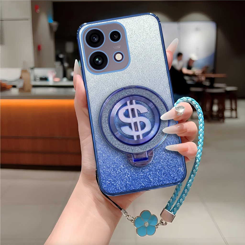 Oppo Reno 16F / 16 / 16 Pro 5G Soft TPU Glitter Dollar Ring Holder Premium Free Flower Lanyard