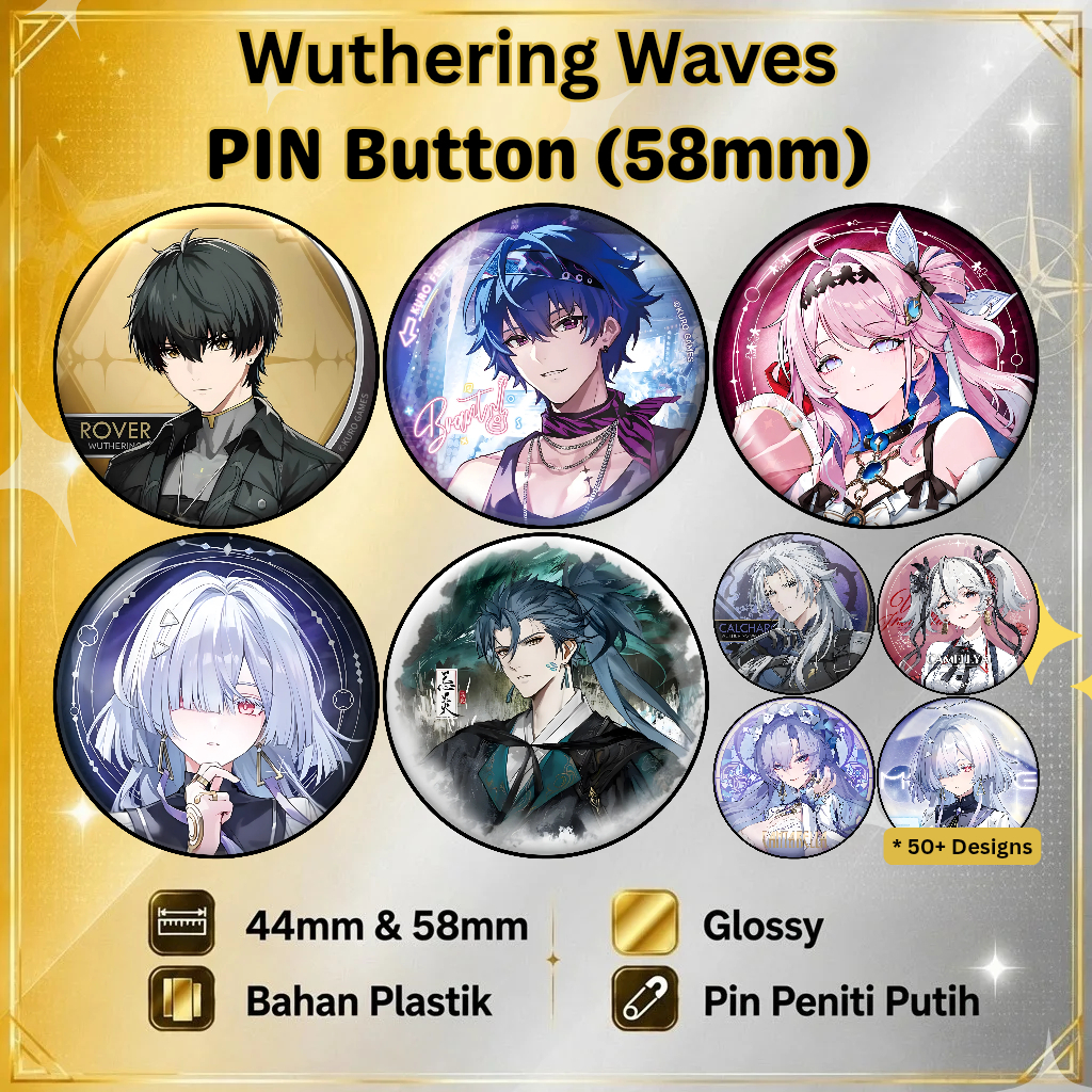 WUWA 58mm Wuthering Waves Pin เคลือบด้านมัน