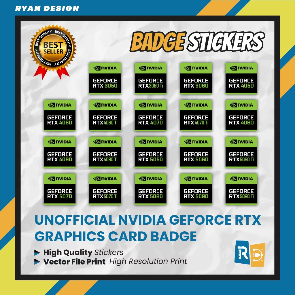 การ์ดจอป้ายสติ๊กเกอร์โลโก้ Nvidia Geforce RTX Series (Unofficial)