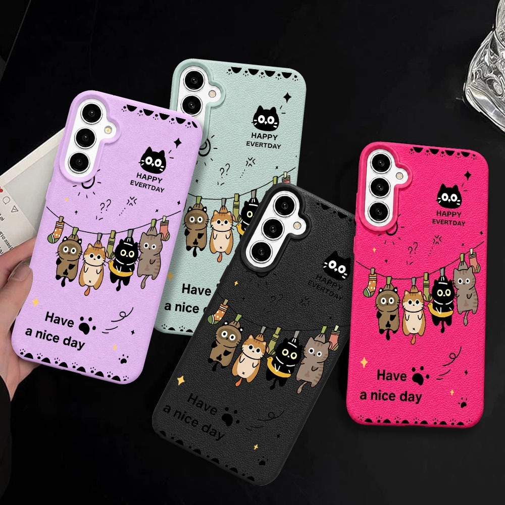 Samsung A32 A33 A34 A35 A36 A37 A50 A50S A30S A51 A52 A53 A54 A55 A56 A57 4G 5G แมวน่ารัก Lyche หนัง