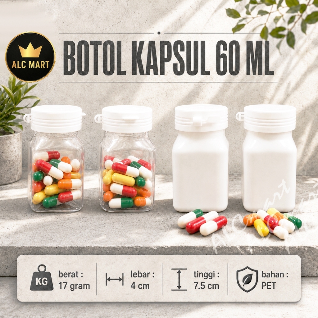 ALCMART ขวดแคปซูล 60ml ขวดยา ขวด 60ml