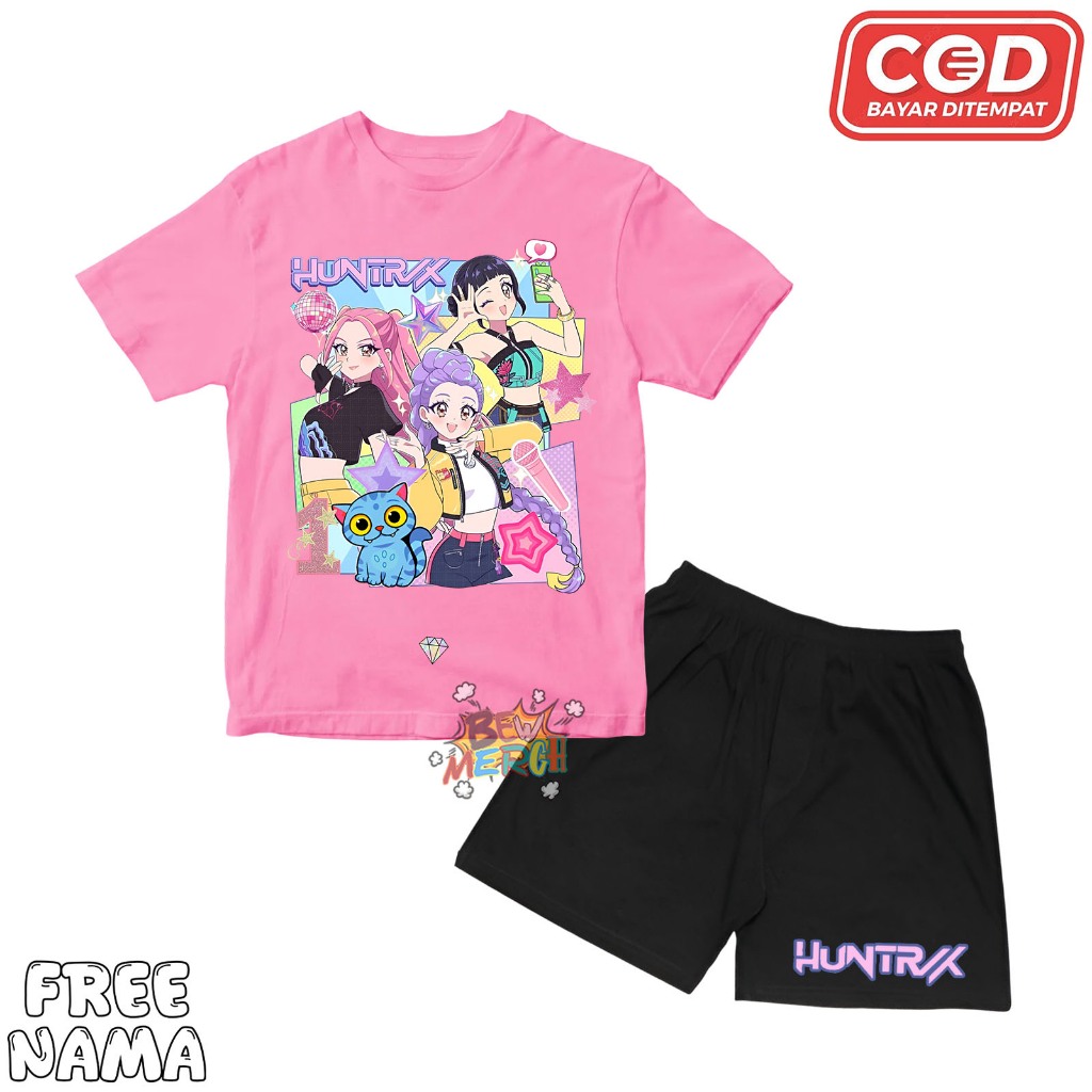 Huntrix Kpop Demon Hunter เด็กเสื้อยืดและกางเกงชุด / Huntrix Kepop Demon Hunter เด็กเสื้อยืดและกางเก