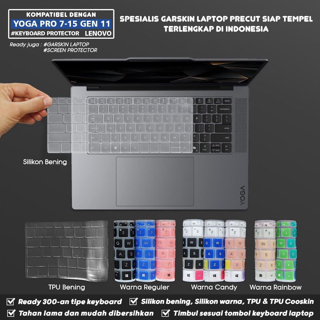 ฝาครอบคีย์บอร์ดเข้ากันได้กับ Lenovo Yoga Pro 7 7i-15 15IPH11 Gen 10 Tpu ซิลิโคนใส