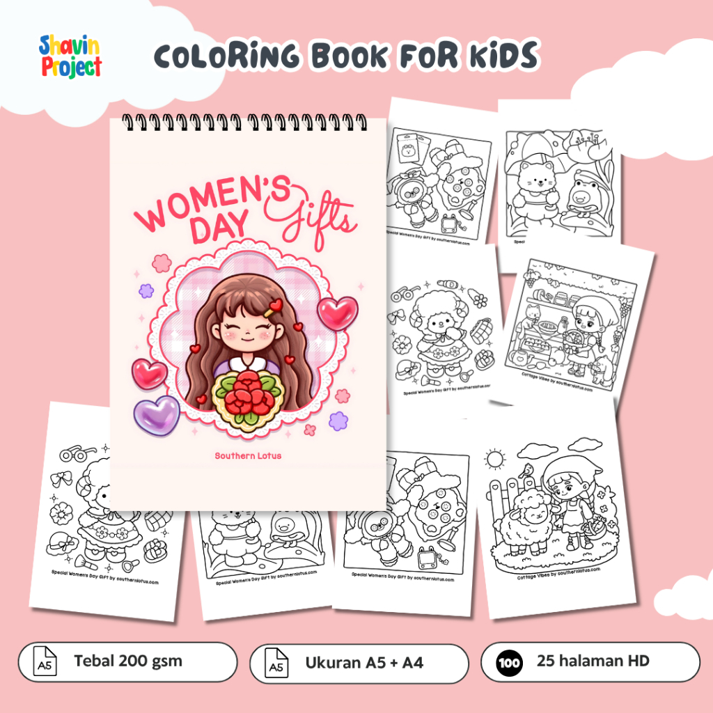 สมุดระบายสี รุ่นพิเศษ ของขวัญวันสตรี Cozy และน่ารัก ขนาด A4 และ A5 200gsm 100gsm