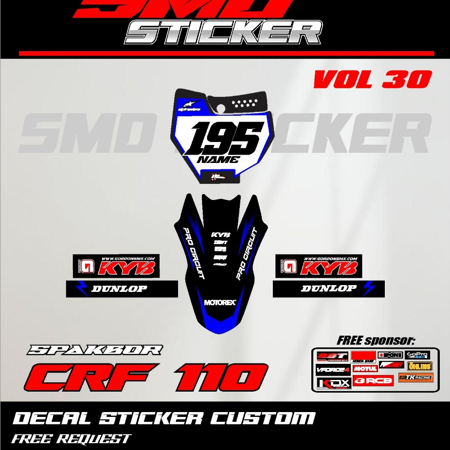 DECAL STICKER NUMBER PLATE KTM SPAKBOR CRF 110 ใหม่ล่าสุด MOST VIRAL STICKER SMD vol 30