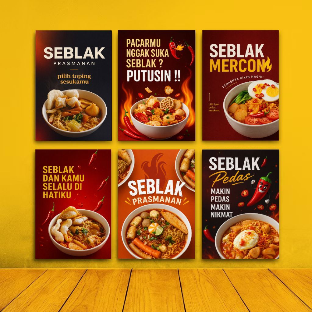 Seblak โปสเตอร์ติดผนัง Seblak ตกแต่งผนัง Warung ตกแต่ง Wall Decor พิเศษเผ็ด Seblak